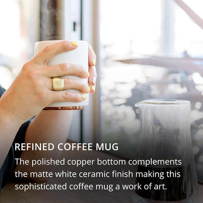 Fellow Monty Milk Art Cups - Double Wall Ceramic Latte Mug, 11 oz - Matte Black & White with Graphite & Copper Base - Set of 2
