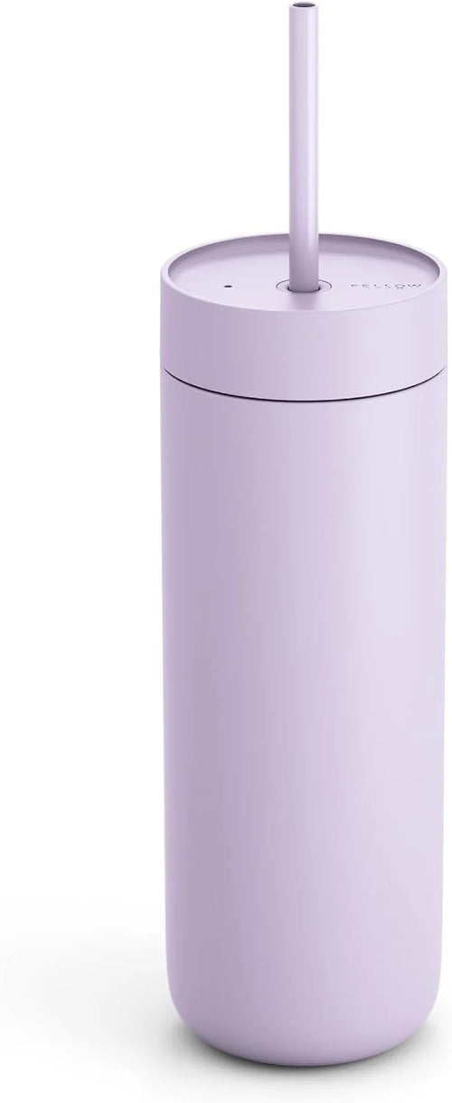 Fellow 20 oz Carter Cold Tumbler – Spill-Resistant Straw Lid,Stainless Steel Vacuum-Insulated Cup with Ceramic Interior and Reusable Straw for Cold Drinks,Fits Cup Holders,Dishwasher Safe,Peri Twinkle