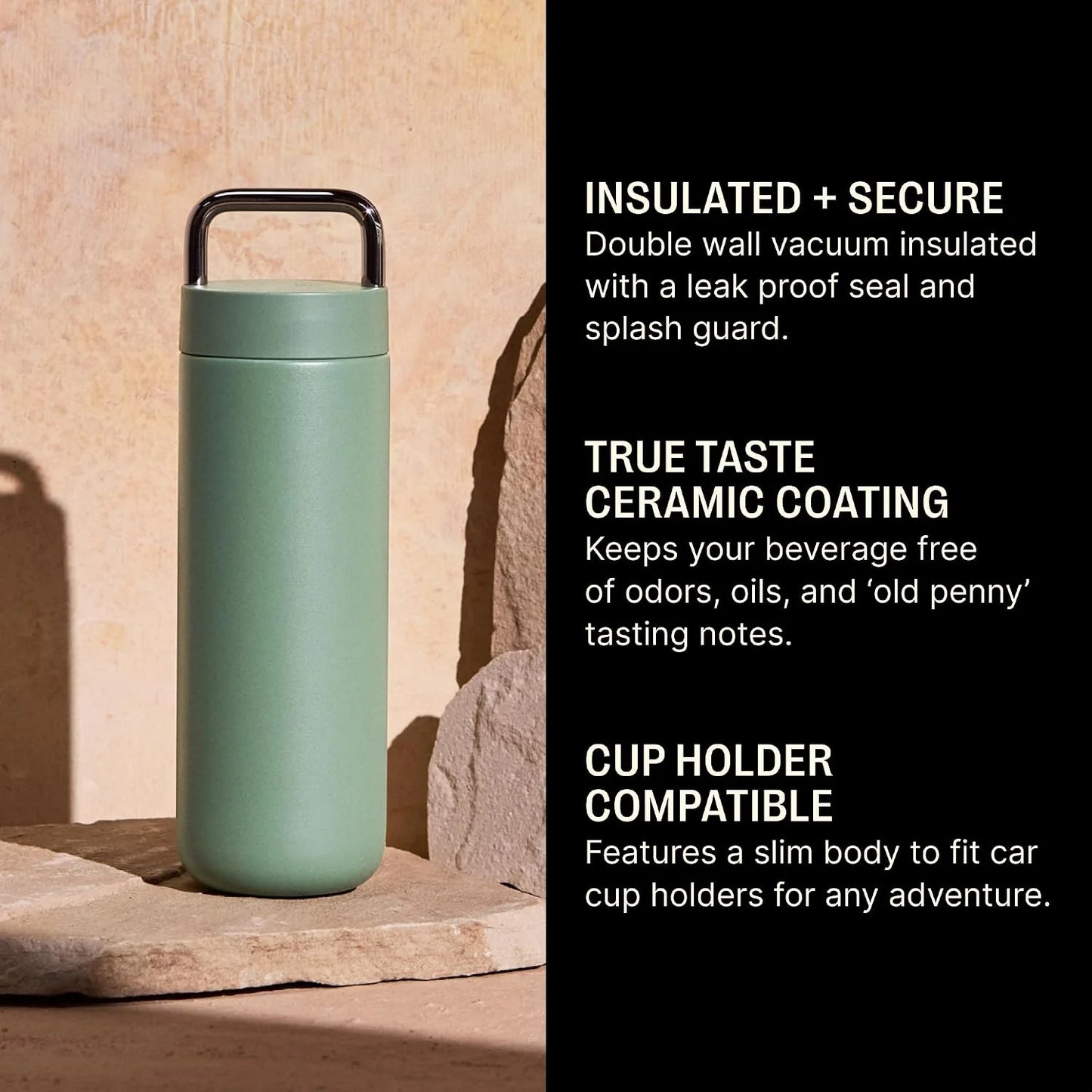 Fellow Carter Carry Ceramic Lined Travel Coffee Mug 20 oz - Smoke Green
