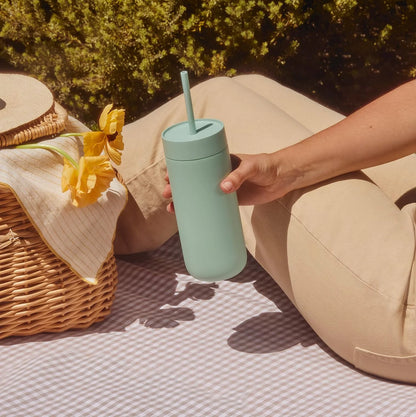 Fellow Carter Cold Ceramic Lined Tumbler 16 oz with Straw Lid, BPA-Free