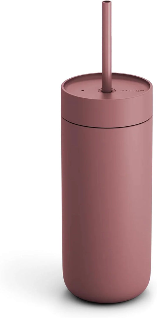 Fellow Carter Cold Ceramic Lined Tumbler 16 oz with Straw Lid, BPA-Free