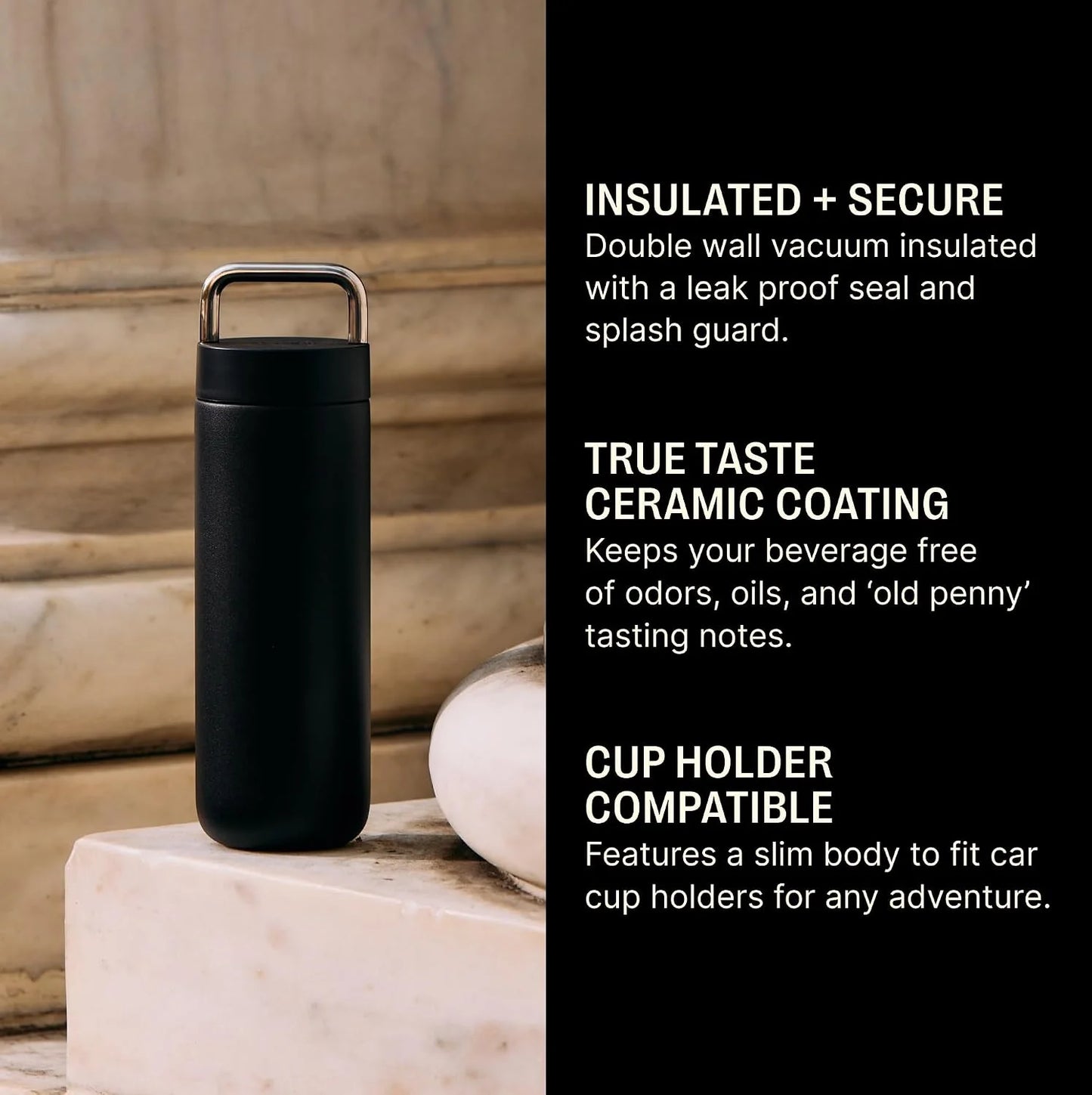 Fellow Carter Carry Ceramic Lined Travel Coffee Mug 20 oz - Matte Black