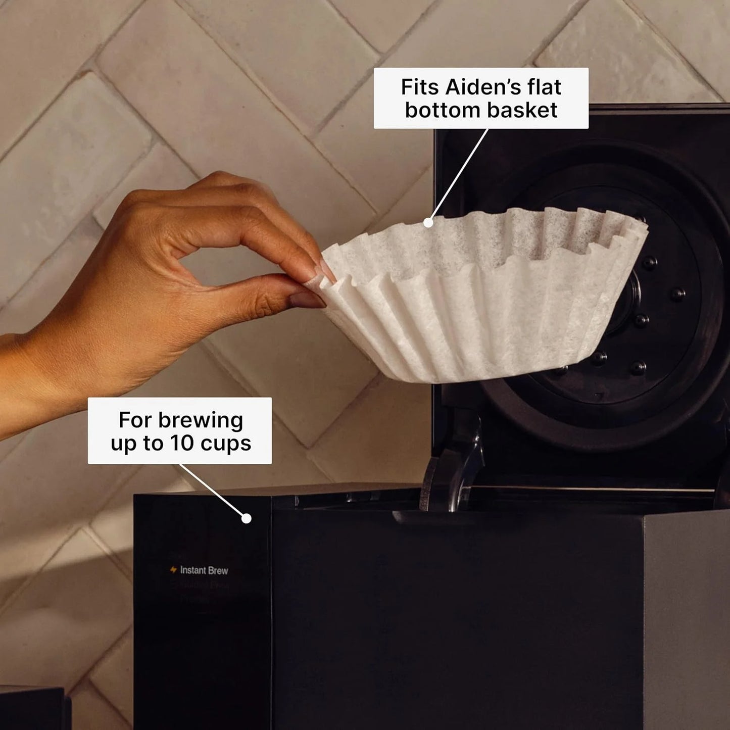 Fellow Aiden 50 Count Basket Coffee Filters for 8-12 Cup, Flat Bottom